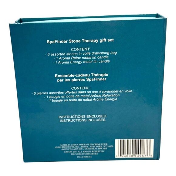 SpaFinder Stone Therapy Gift Set Avon Aroma Relax Tin Candle Energy Metal Candle - Picture 3 of 5